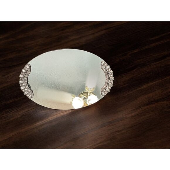 Oval Vanity Mirror Tray With Crystals